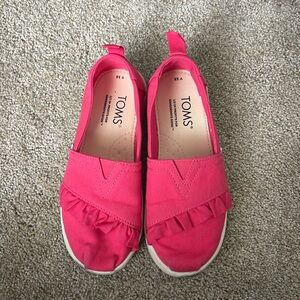 Girls Bright Pink Toms with Ruffle Detail